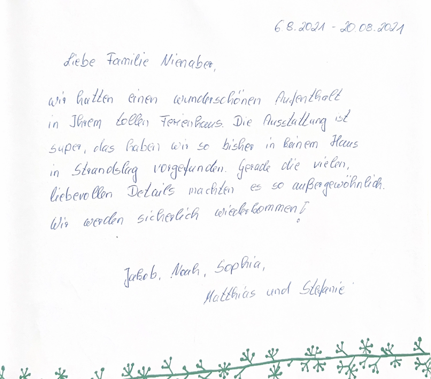 Dünen & Meer - Ferienhäuser - Kundenbewertungen