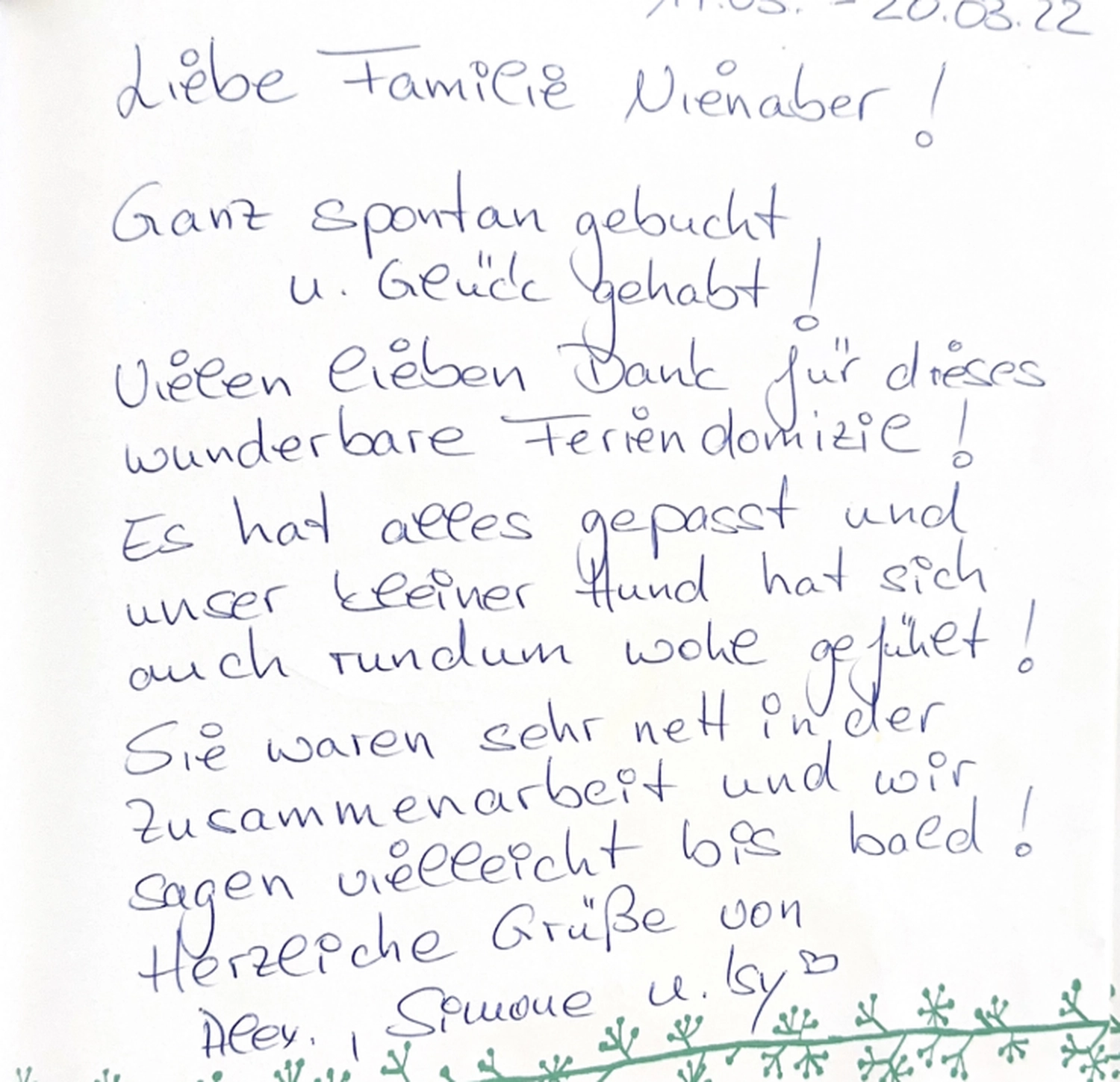 Dünen & Meer - Ferienhäuser - Kundenbewertungen