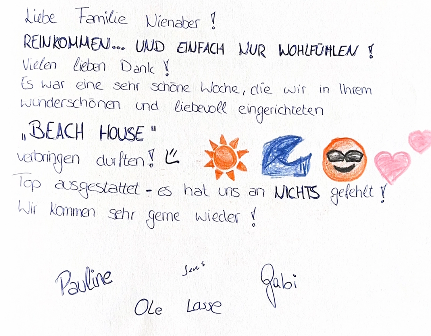 Dünen & Meer - Ferienhäuser - Kundenbewertungen